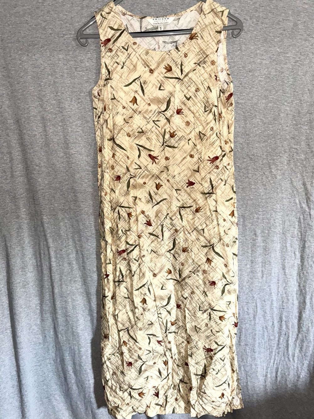 John Paul Richard Uniform Petites Cream Floral Sleeveless Midi Dress Size SP